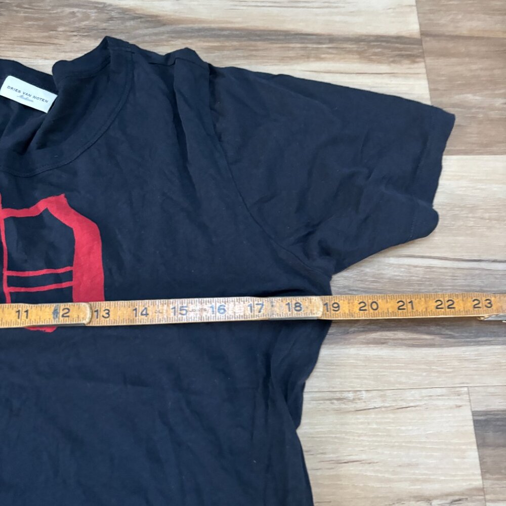 Dries Van Noten T Shirt Red D Graphic Black Cotton Tee - Picture 7 of 9